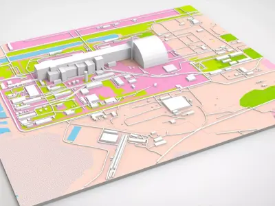 Cityscape Chornobyl nuclear power plant in Ukraine 3D model