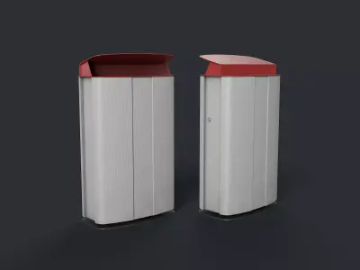 Street Trash Can 28 PBR Game Ready Low-poly 3D model
