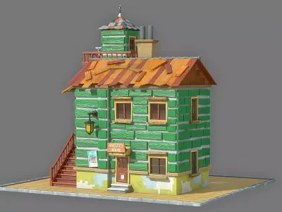 Cartoon House 1 Low-poly 3D model purchase