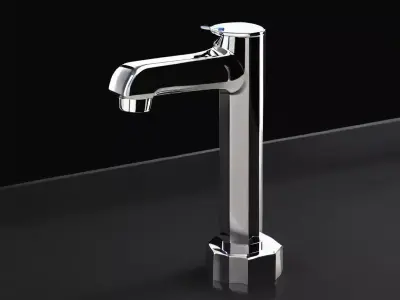 Realistic Modern Chrome Faucet 3D Model Low-poly 3D model