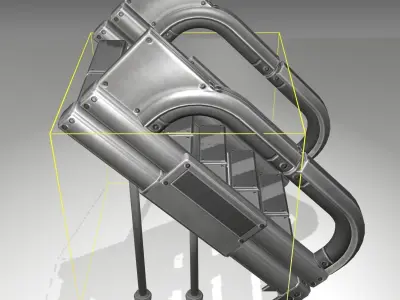Futuristic Stairs - 4 - Basic Textures Low-poly 3D model