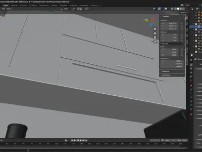 Purple Kitchen Interior Low-poly 3D model