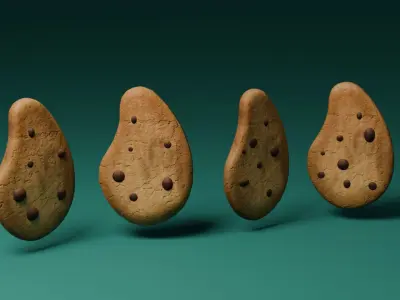 Chocolate chip biscuit 3D model
