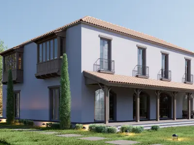 Spanish Style House Low-poly 3D model