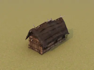 Traditional thatched cottage Low-poly 3D model