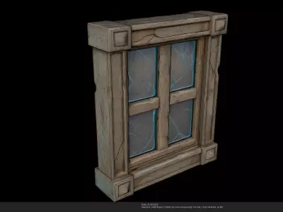 Stylized Old Wooden Window 3D Model - AI Low-poly 3D model