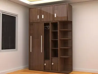 Modern wooden wardrobe 3D model