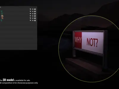 Metal and Concrete Signboard WHY NOT Low-poly 3D model