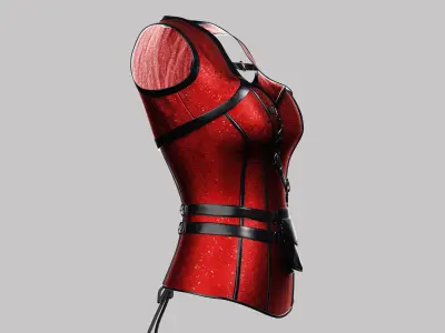 Corset Red Low-poly 3D model