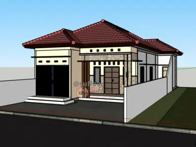 House 8x20m code 422 - Sketchup 3D model