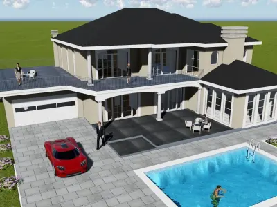 COUNTRY VILLA EXTERIOR  INTERIOR 3D model