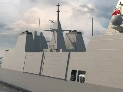  Frigate Type 31 with Military Helicopter 