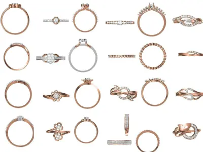 210 Light Weight Women Ring STL JCD Details Collection 3D Model Pack