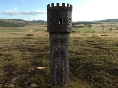 Medieval Tower Low Poly PBR and texture in 2k Free low-poly 3D model