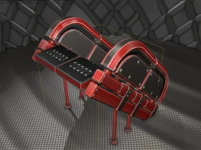Sci-Fi Stairs - 32 - Red Version Low-poly 3D model