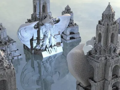 Ancient Assyria temple with eagles 3D model