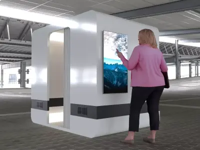 Modern Photo Booth Kiosk 3D Model  Interactive Self Photo Booth 3D model