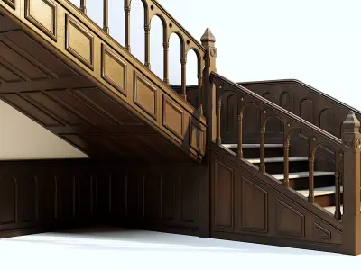 Wooden Staircase - Modular Asset Standard Low-poly 3D model
