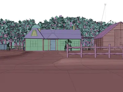 Old Wooden House - Farm Low-poly 3D model