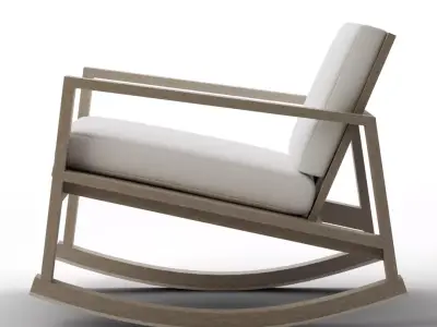 Indio FSC Eucalyptus Lounge Rocking Chair Frame Weathered Gray Low-poly 3D model