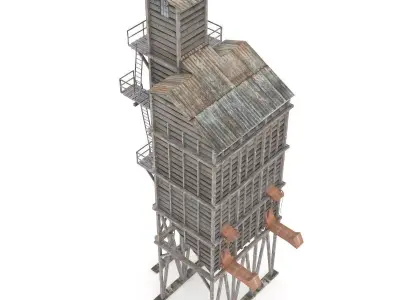 Old coal wooden tipple 3D model