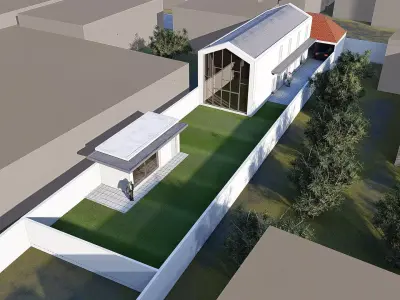 Modern 2 Floor House 23x6m on 46x10m Lot SketchUp Lumion 3D model