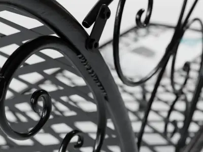 Exterior Metal Garden Bench  Low-poly 3D model