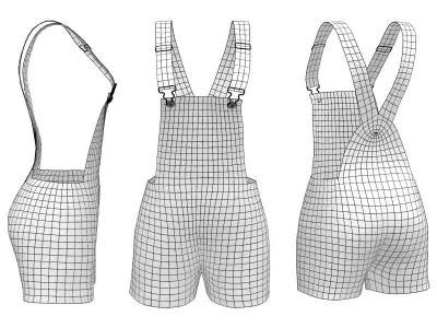 Dungaree Short Low-poly 3D model
