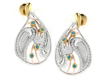 Women Pendant Earring Sets 3dm STL OBJ FBX Renders Details 3D print model 11
