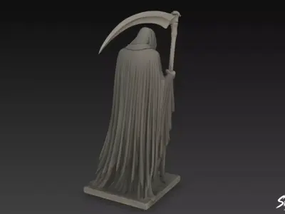 Death Reaper Statue Mourning Pose Low-poly 3D model