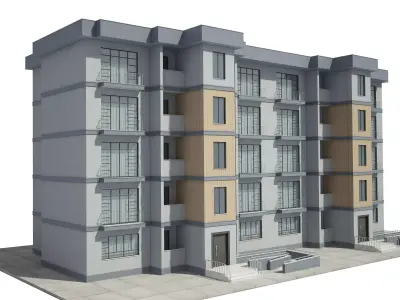 Apartment Building With Interior 3D model
