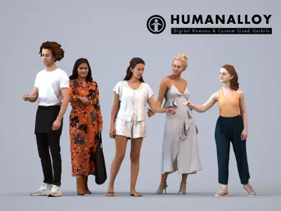 Basics0309 - A set containing 5 models of male and female 3D model