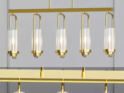 Holden 5 Light Aged Brass Linear Pendant 3D model