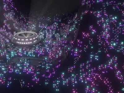 Vibrant Futuristic City Low-poly 3D model