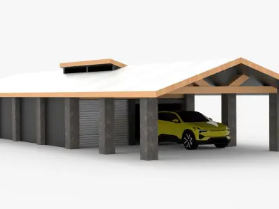 Modern Carport and Storage Unit Low-poly 3D model