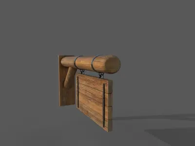 Wooden Signboard Low-poly 3D model