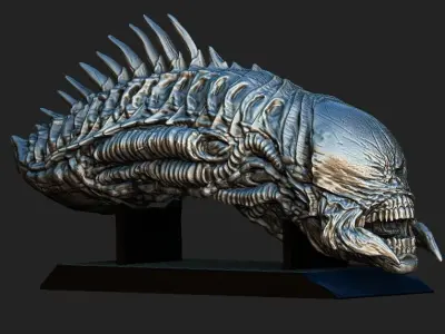 Aliens Raven head with base 3D model