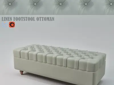 Linen Footstool ottomana 3D model