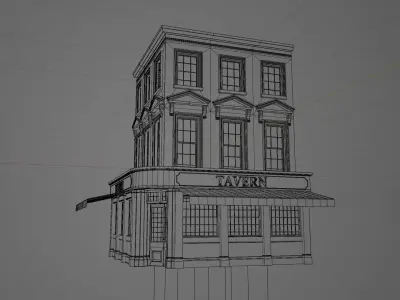 Old Pub Low-poly 3D model