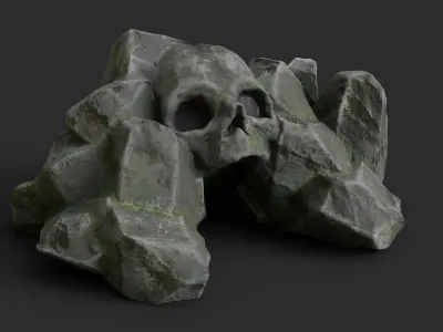 Rock Skull 1005 - Grey Jagged Stone Low-poly 3D model