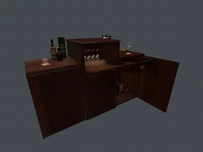 Game Ready Drinks Cabinet Low-poly 3D model