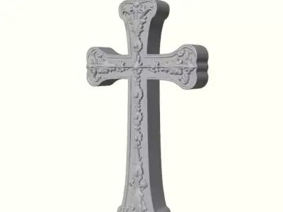 Ornate Wall Cross - Relief Front Smooth Back Free 3D print model