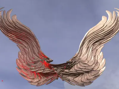 Medieval Angel slaying Dragon wings 1 3D model
