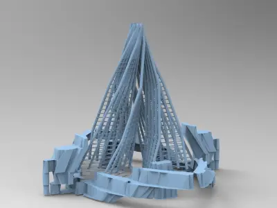 Spiral Sky Gravity Top  Low-poly 3D model