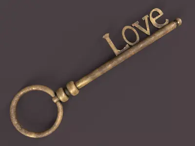 Medieval Copper Key V3 Low-poly 3D model