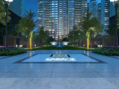 Architectural Animation Night Scene 3D model