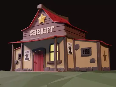 Low poly sheriff office Low-poly 3D model