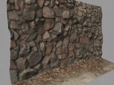 Stone wall Low-poly 3D model 4