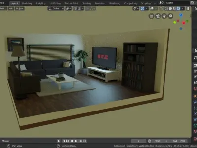 Isometric Living Room Free low-poly 3D model