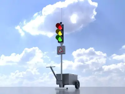 Mobile Construction-Site Traffic-Light High-Poly Version 3D model